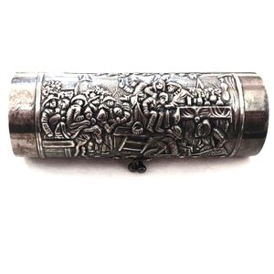 Antique Hans Jensen Denmark Silver Repousse Box/Cigarette/Coin Holder